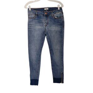 Kensie Jeans Ankle Zip Raw Mid Rise Skinny Blue Stretch‎ Denim Ankle Womens 6/28